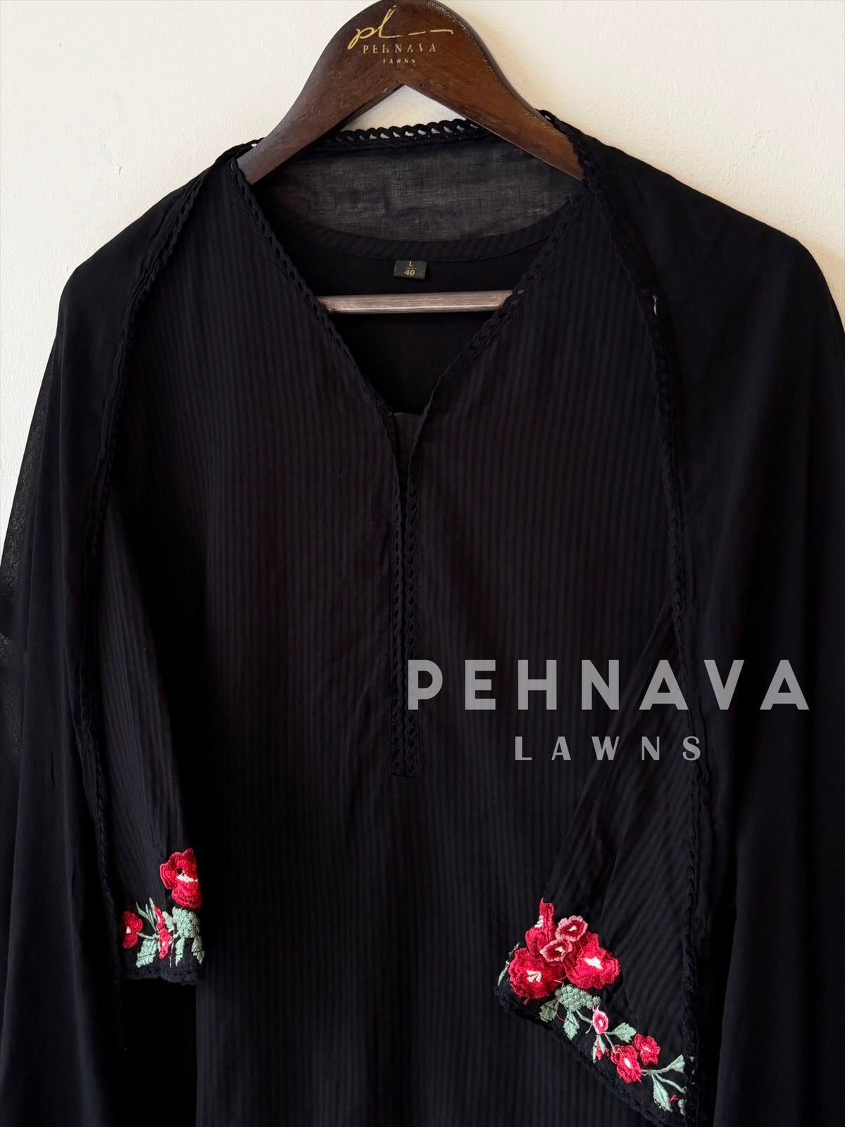 Cotton Embroidered Three Piece Suit-17364