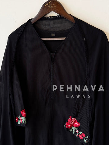 Cotton Embroidered Three Piece Suit-17364