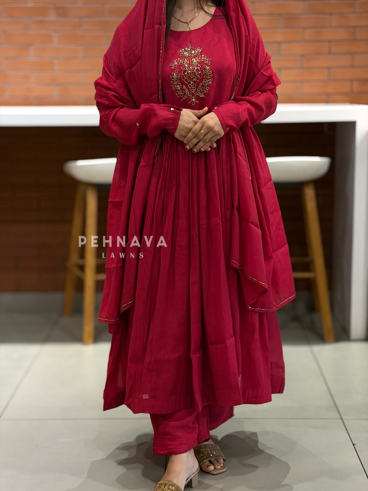 Floral Bead Handworked Suit H-185(25-30 Days Dispatching Time ) - Pehnava Lawns