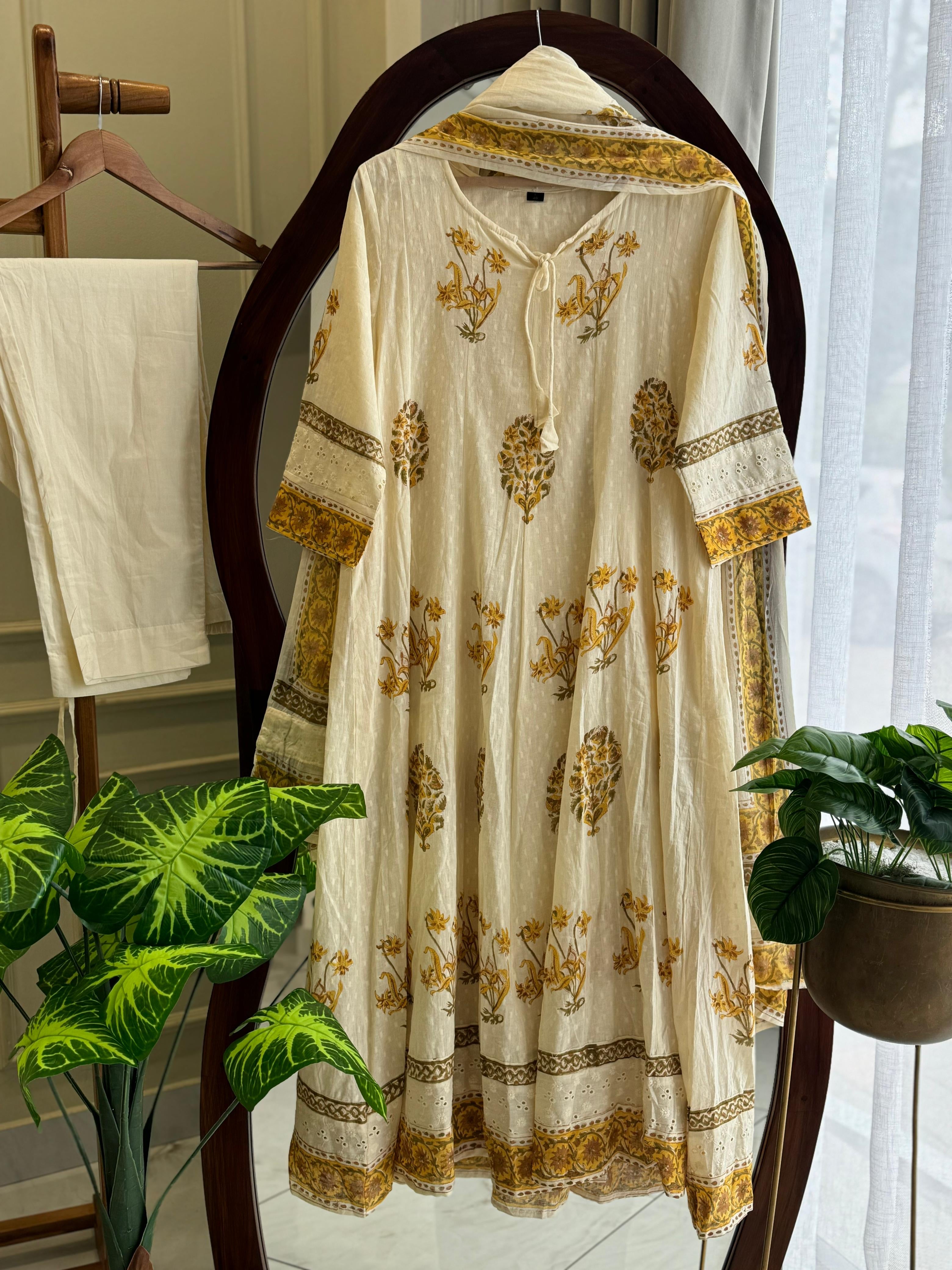 Floral pleated Anarkali Dress