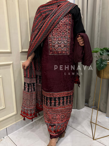 Velvet Touch Ajrakh Suit - Pehnava Lawns