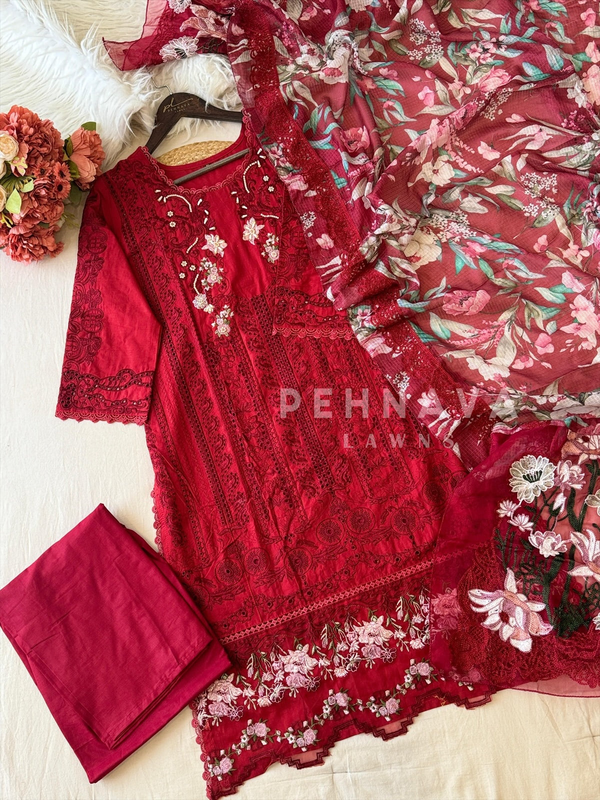 Cotton Lace Detail Suit 1263 - Pehnava Lawns