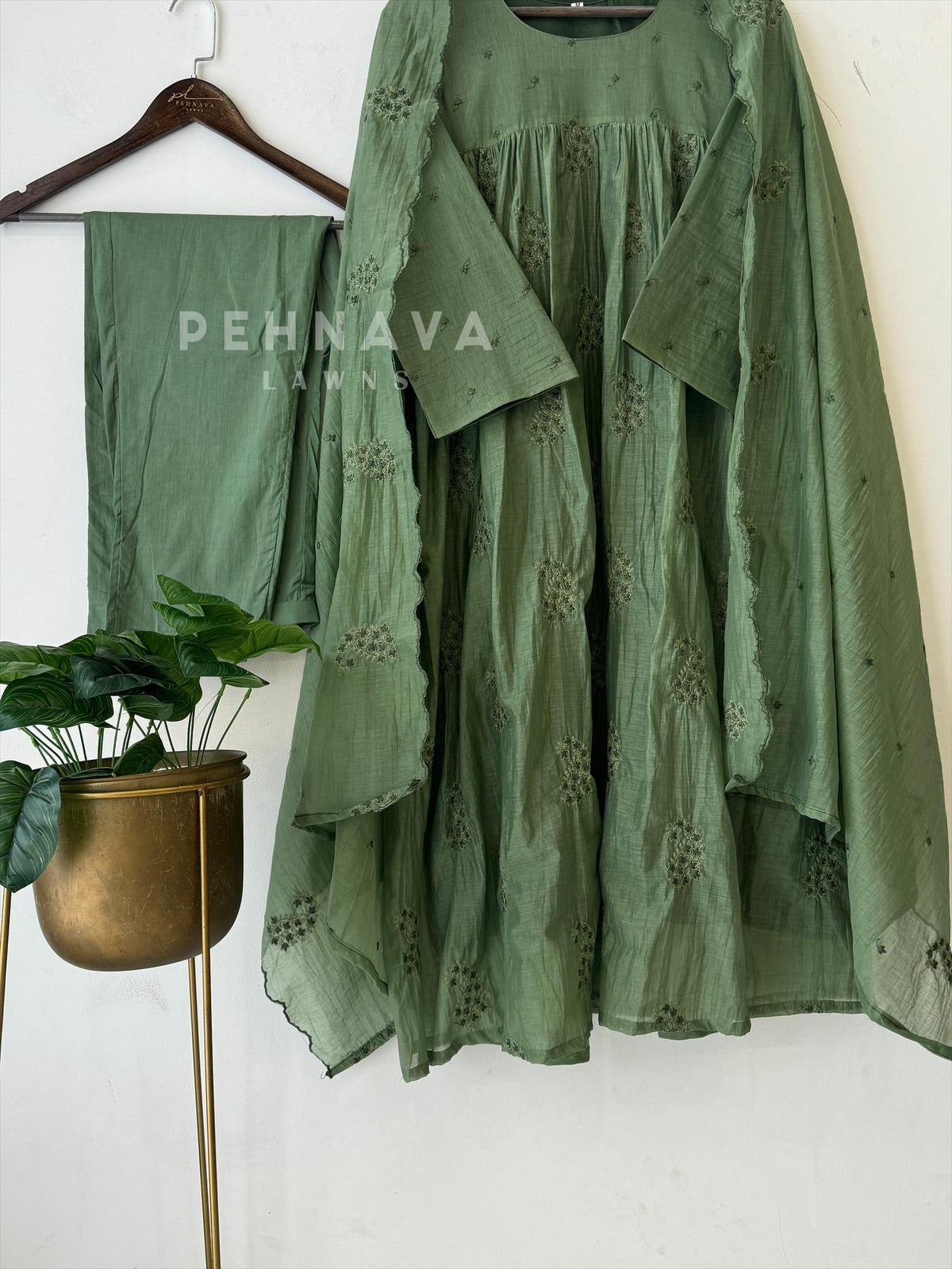 Chanderi Embroidered Suit