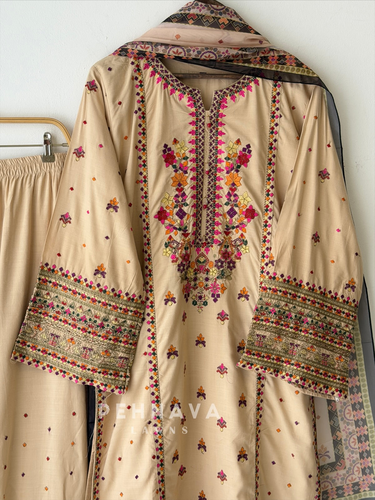 Heavy Floral Embroidered Ensemble T1153