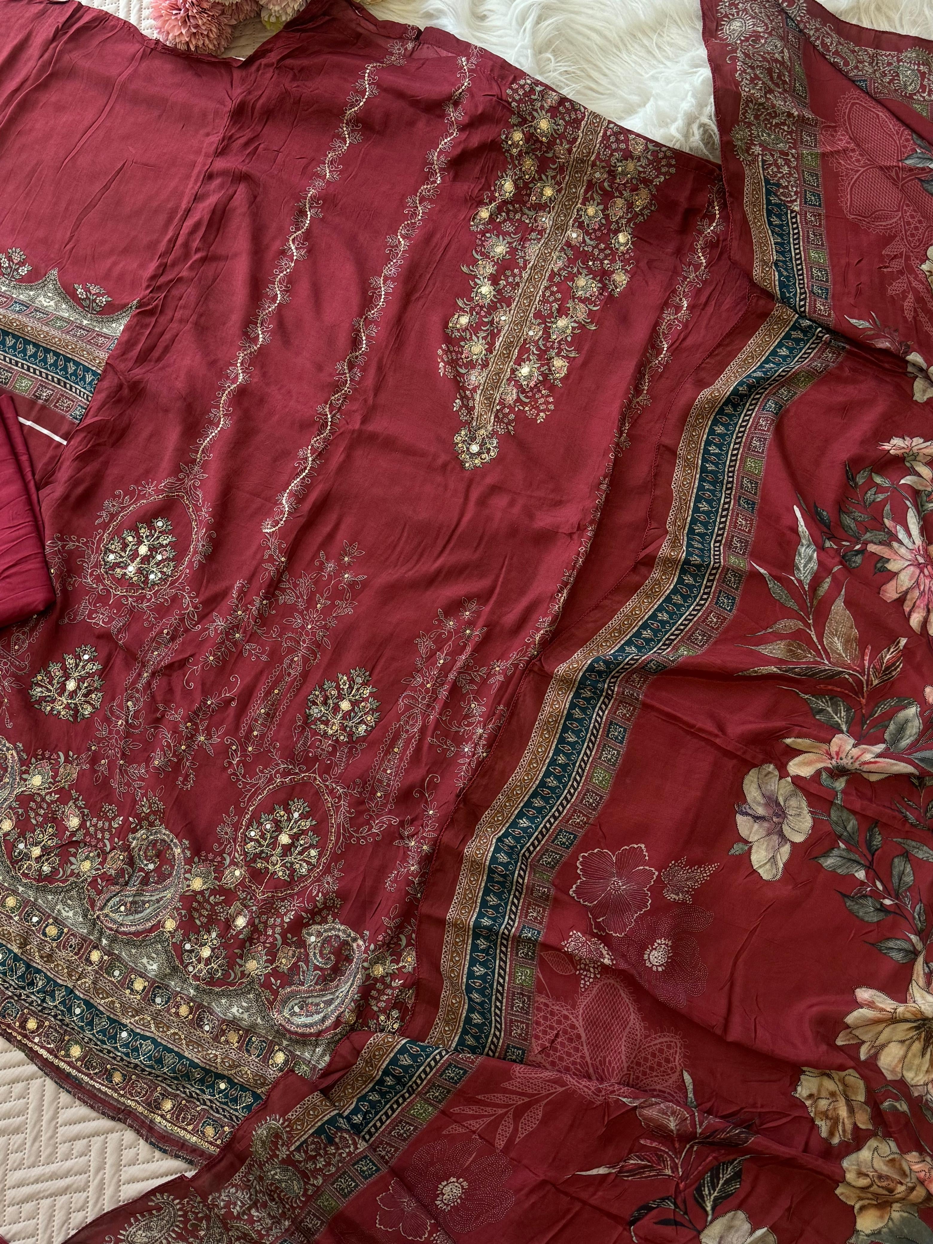 Premium viscous muslin suit-246