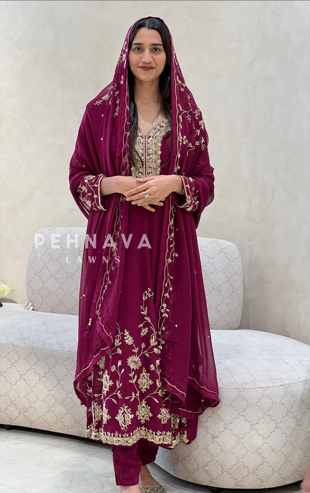 Handworked Anarkali Suit - Pehnava Lawns