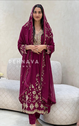Handworked Anarkali Suit - Pehnava Lawns