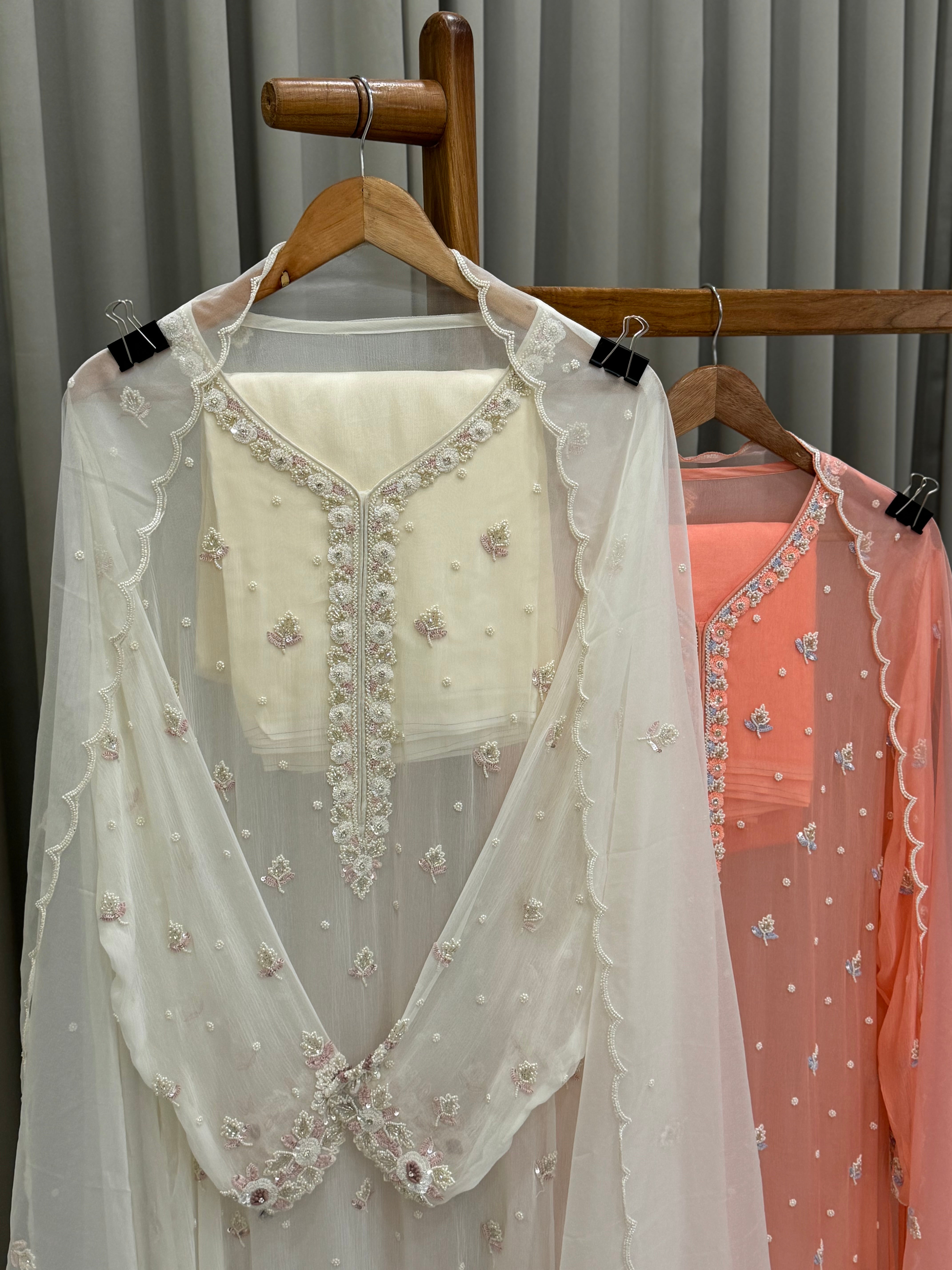 Premium Chiffon handwork suit with bottom and organza dupatta-903