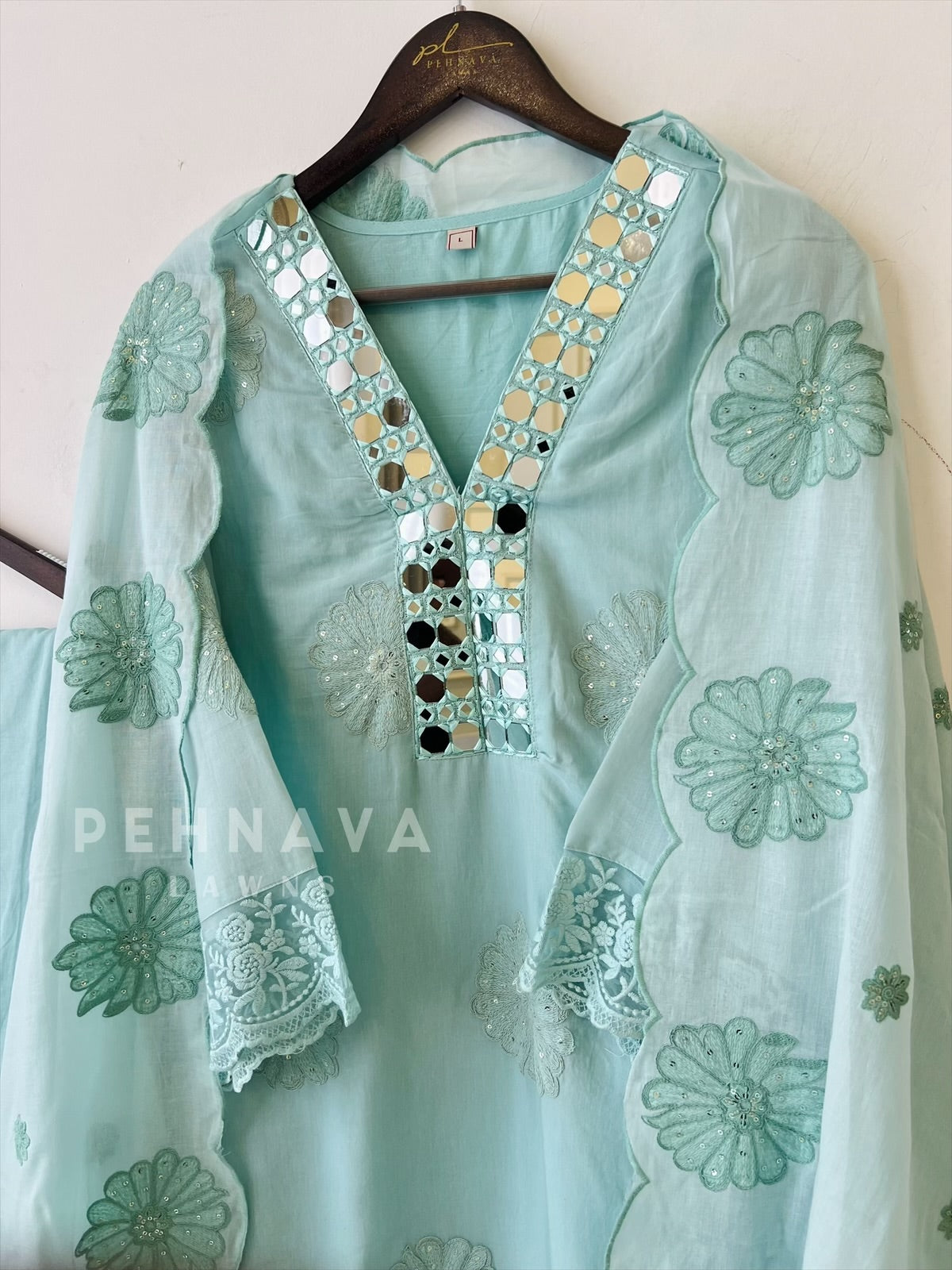 Classic Mirror Work Set - Pehnava Lawns