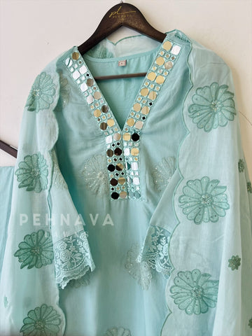 Classic Mirror Work Set - Pehnava Lawns