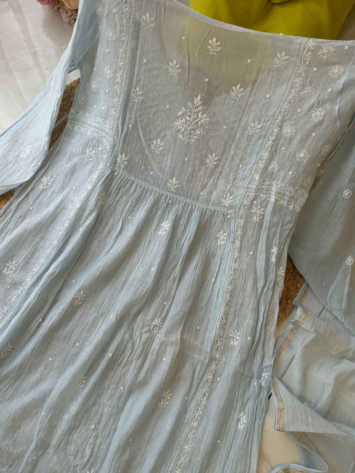 Authentic chikankaari embroidered suit- Blue