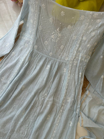 Authentic chikankaari embroidered suit- Blue