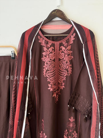 Floral Embroidered Rayon Suit