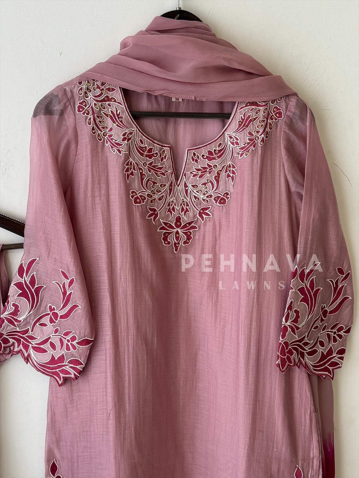 Classic Appliqué Chanderi Suit - Pehnava Lawns