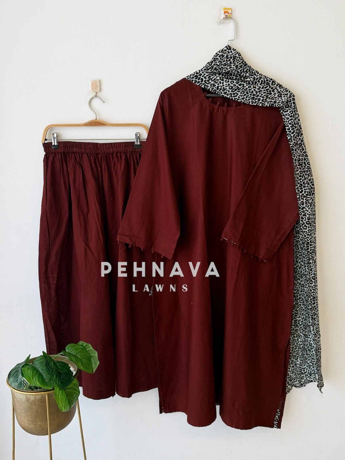 Animal Printed Dupatta Three Piece Set-2396