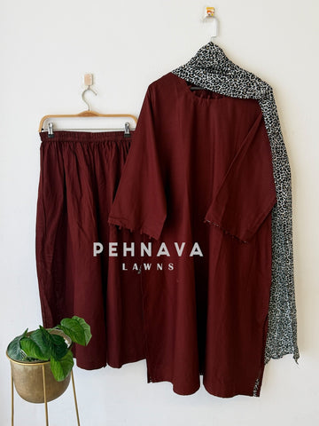 Animal Printed Dupatta Three Piece Set-2396