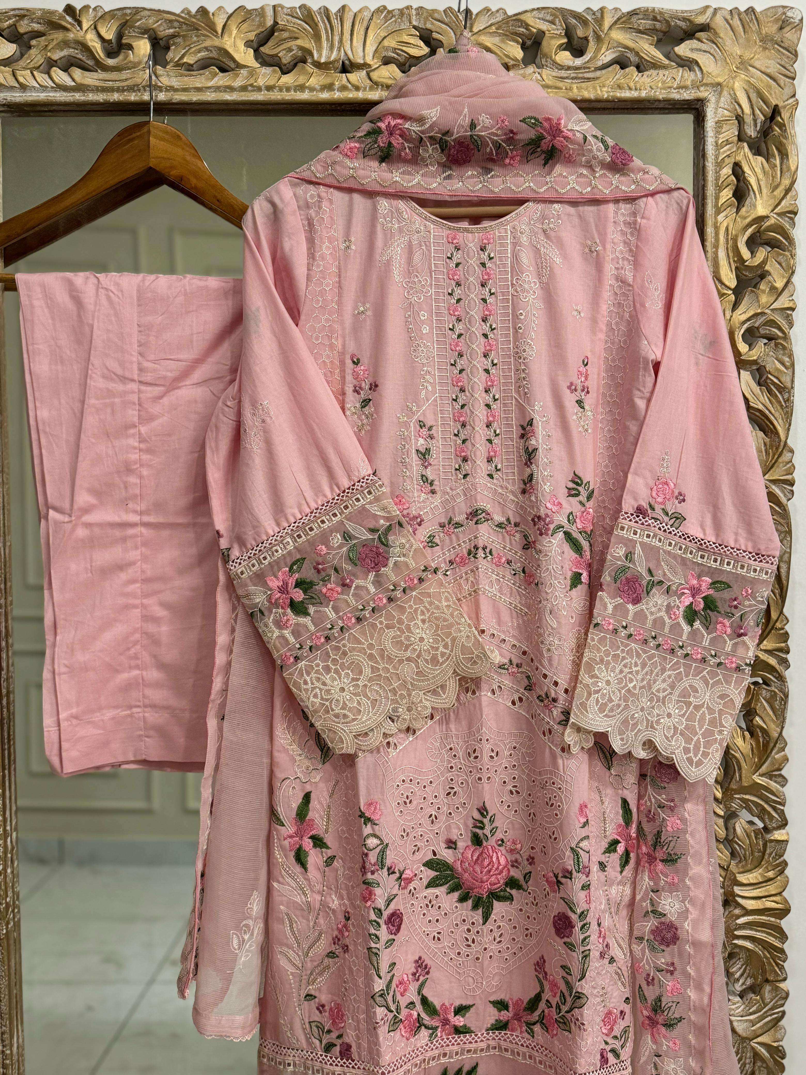 Pure Lawn Embroidery Suit-D9