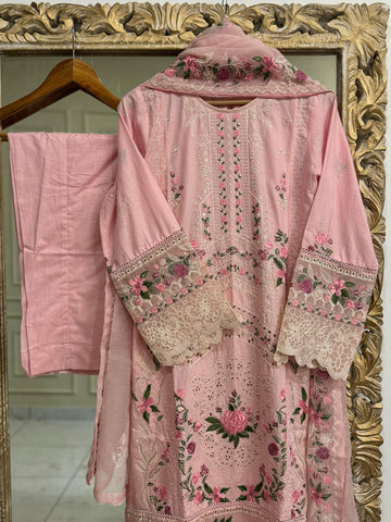 Pure Lawn Embroidery Suit-D9