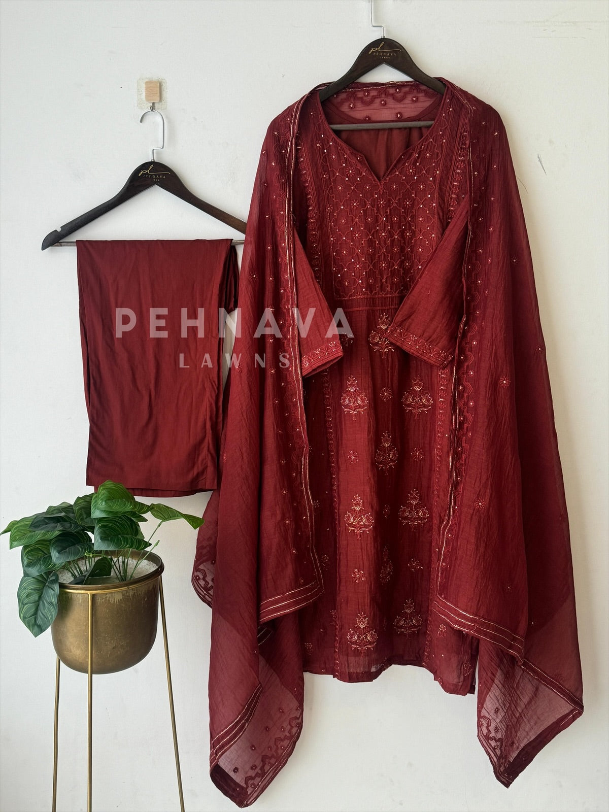 Premium Chanderi Handworked Ensemble-No.8 - Pehnava Lawns
