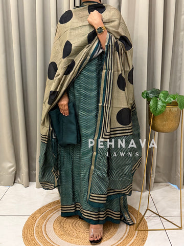 Maheshwari Unstitched Suit With Polka Dot Dupatta-4559