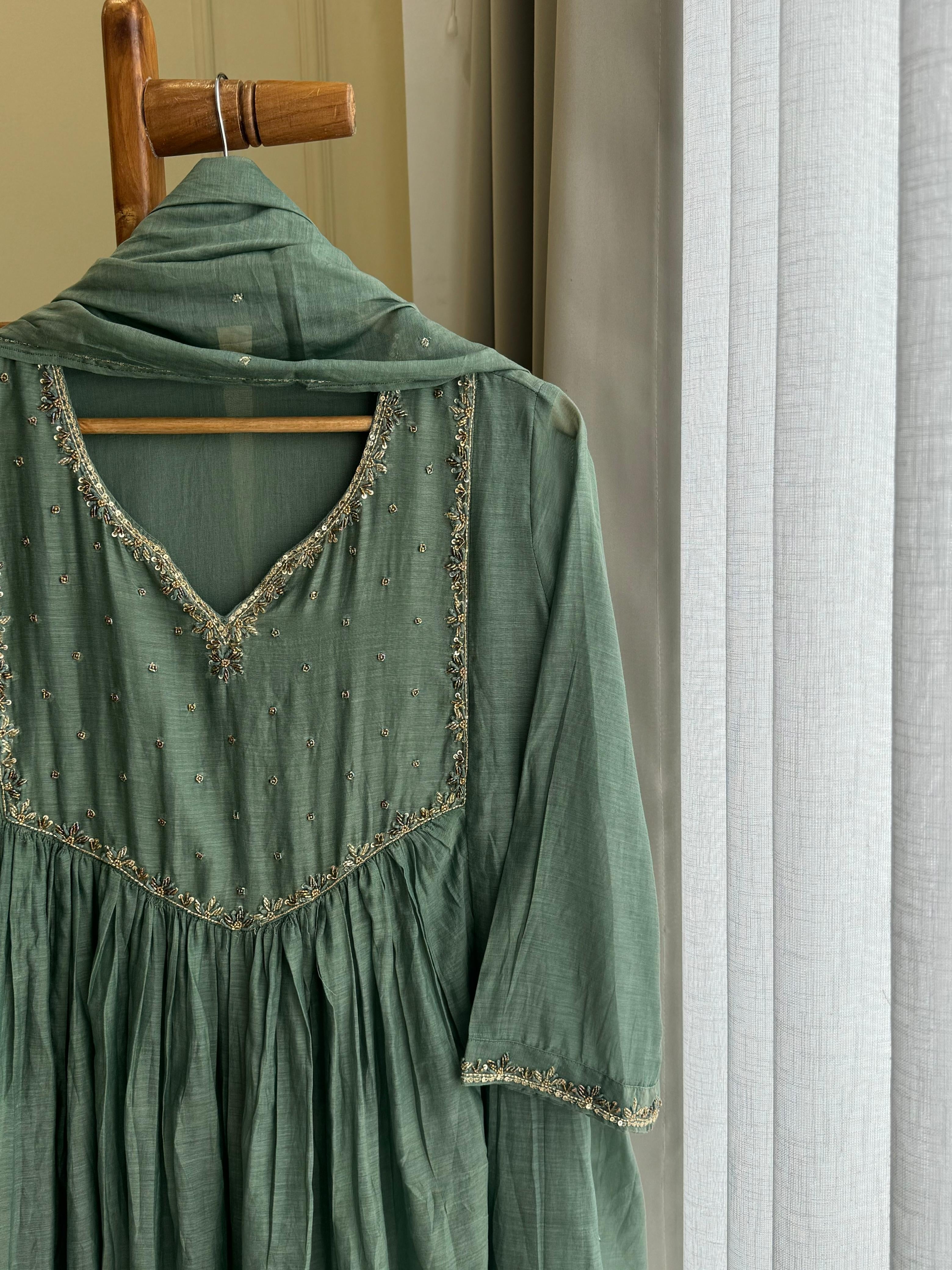 Pure Mul-chandheri Handworked Suit