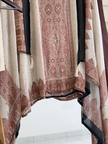 Paisley Printed Chiffon Unstitched Suit No.25
