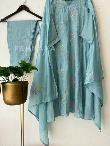 Floral Chanderi Ethnic Suit-3526 - Pehnava Lawns