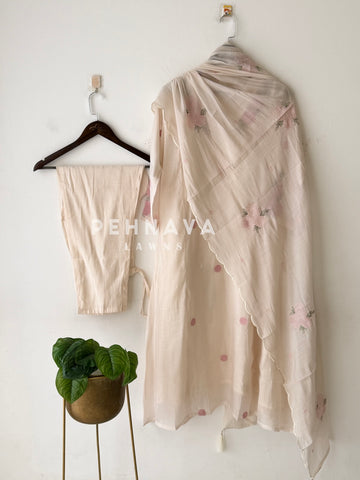 Floral Embroidered Three Piece Set
