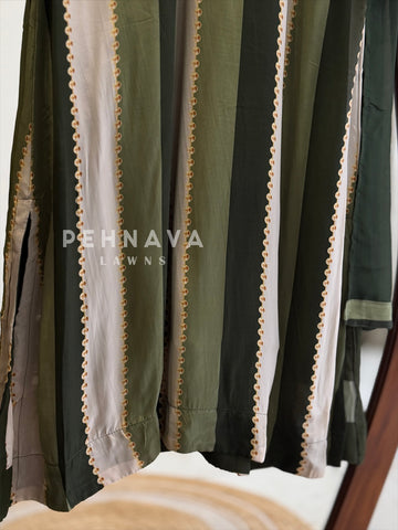 Striped Crepe Suit Set