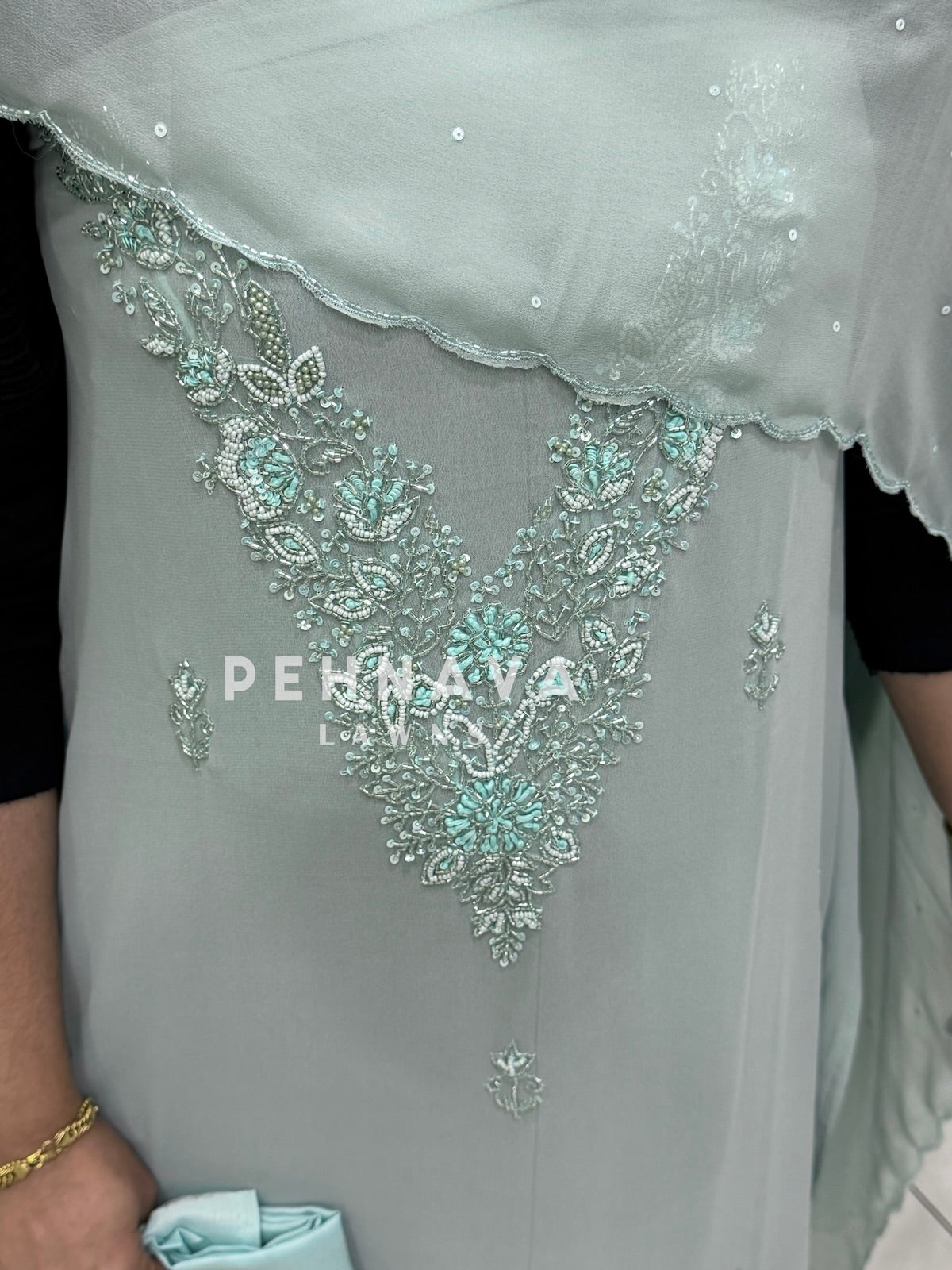 Premium Handworked Chiffon Unstitched Suit-1536