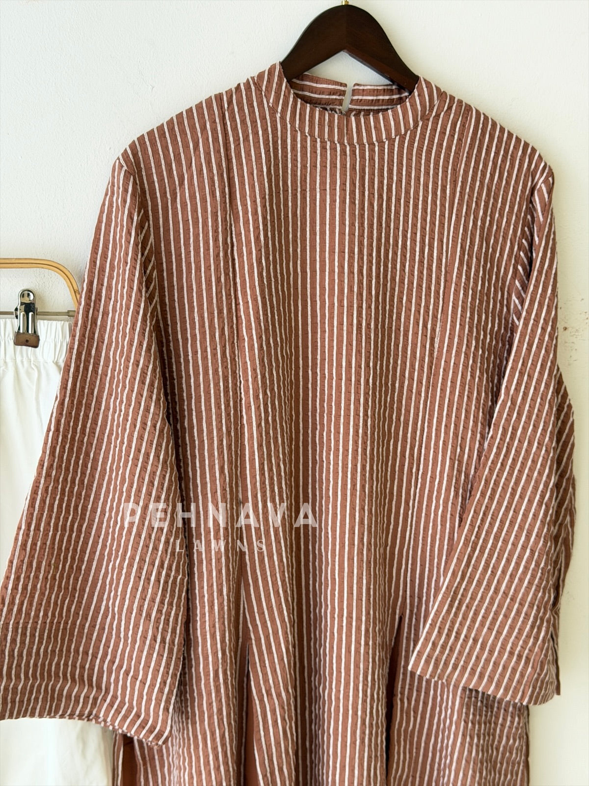 Modest Striped Side-Slit Two Piece Set-B227