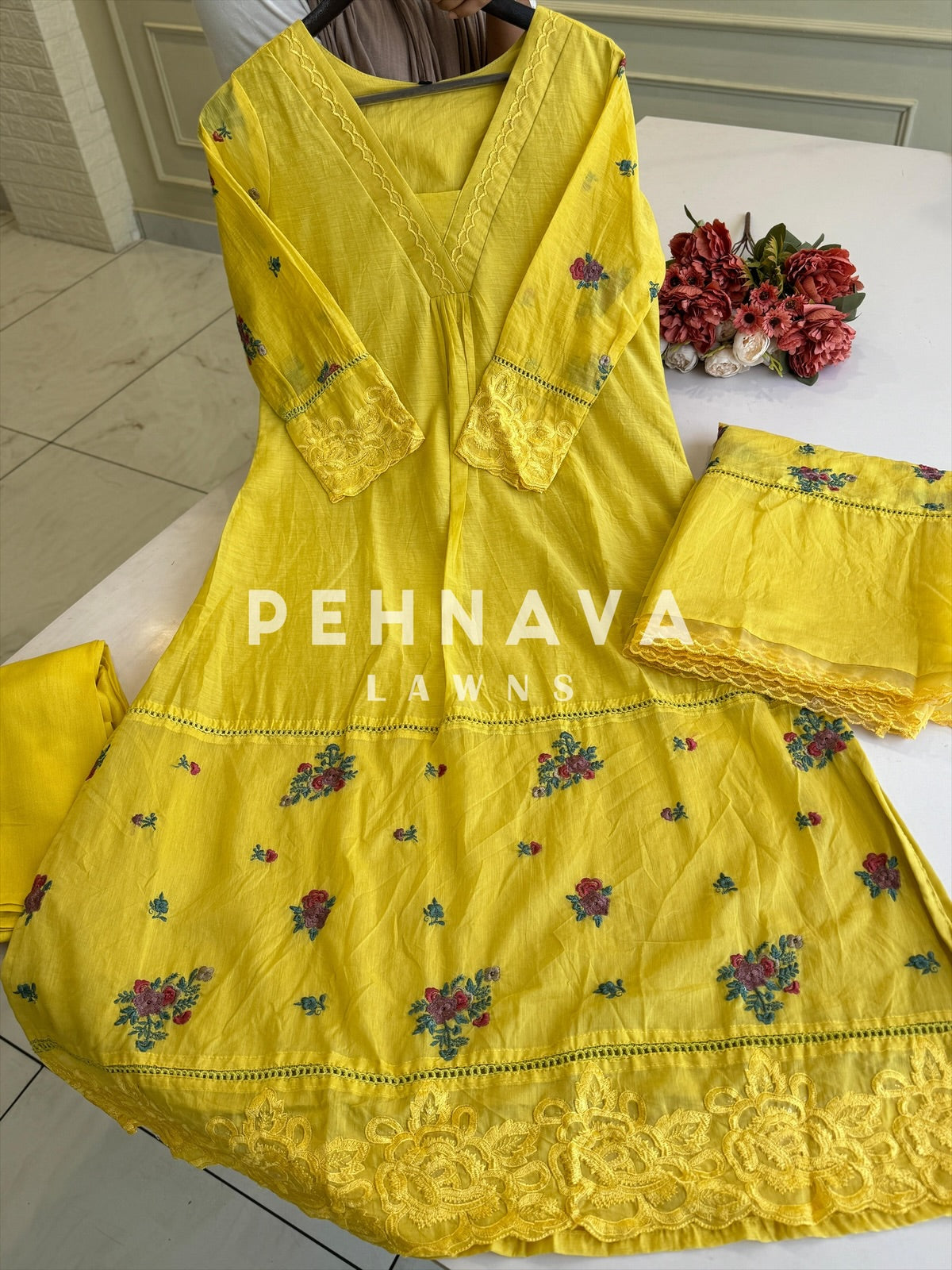 Premium Chanderi Festive Anarkali suit - Pehnava Lawns