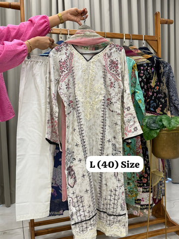 Signature Embroidered Three Piece Set