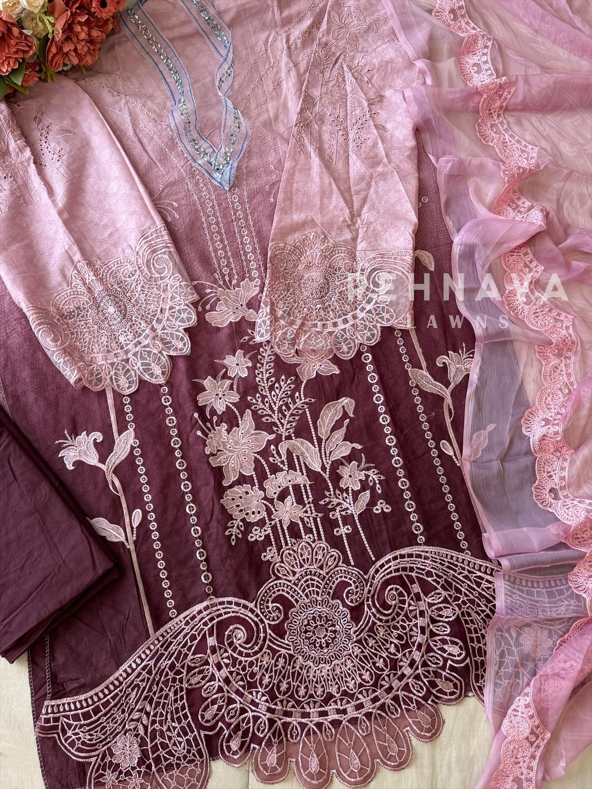 Cut work Unstitched Suit 1831 - Pehnava Lawns