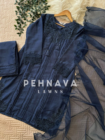 Designer Tunic Dress with embroidered organza Dupatta