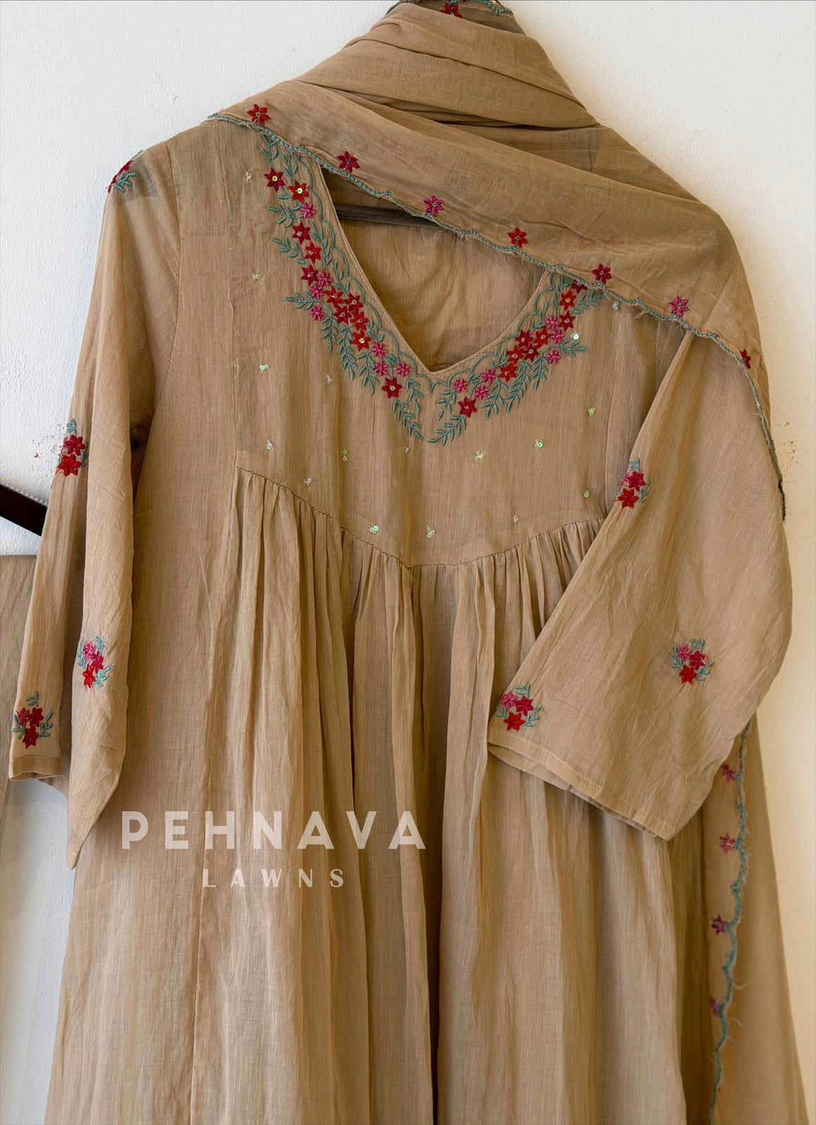 Thread Embroidered Cotton Suit Set-B275