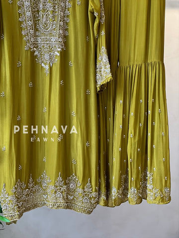 Heavily Handworked Sharara with Pure Chiffon Dupata