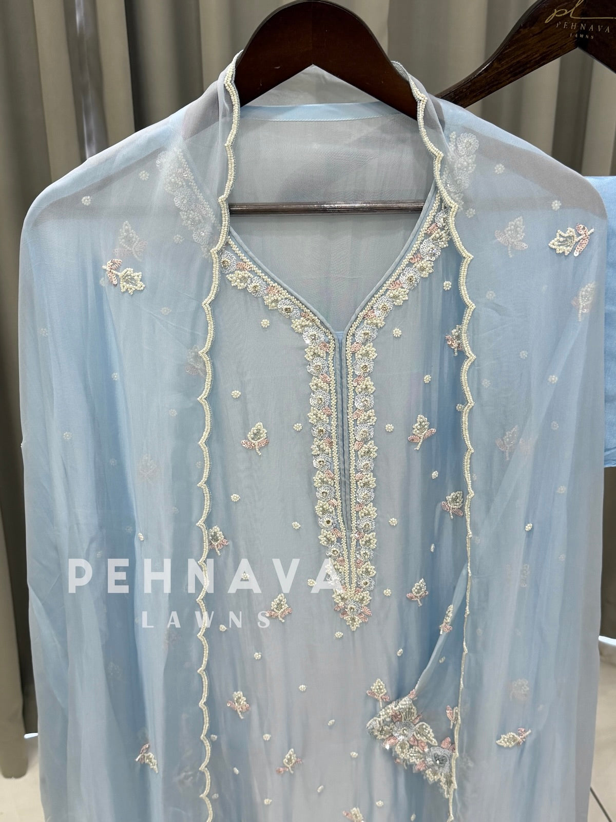 Semi-Stitched Chiffon Suit, Organza Dupatta