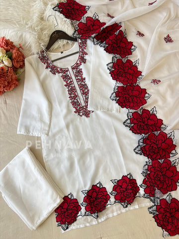 Rose Applique Suit Set