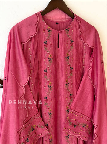 Embroidered Pleated Suit Set-13139 - Pehnava Lawns