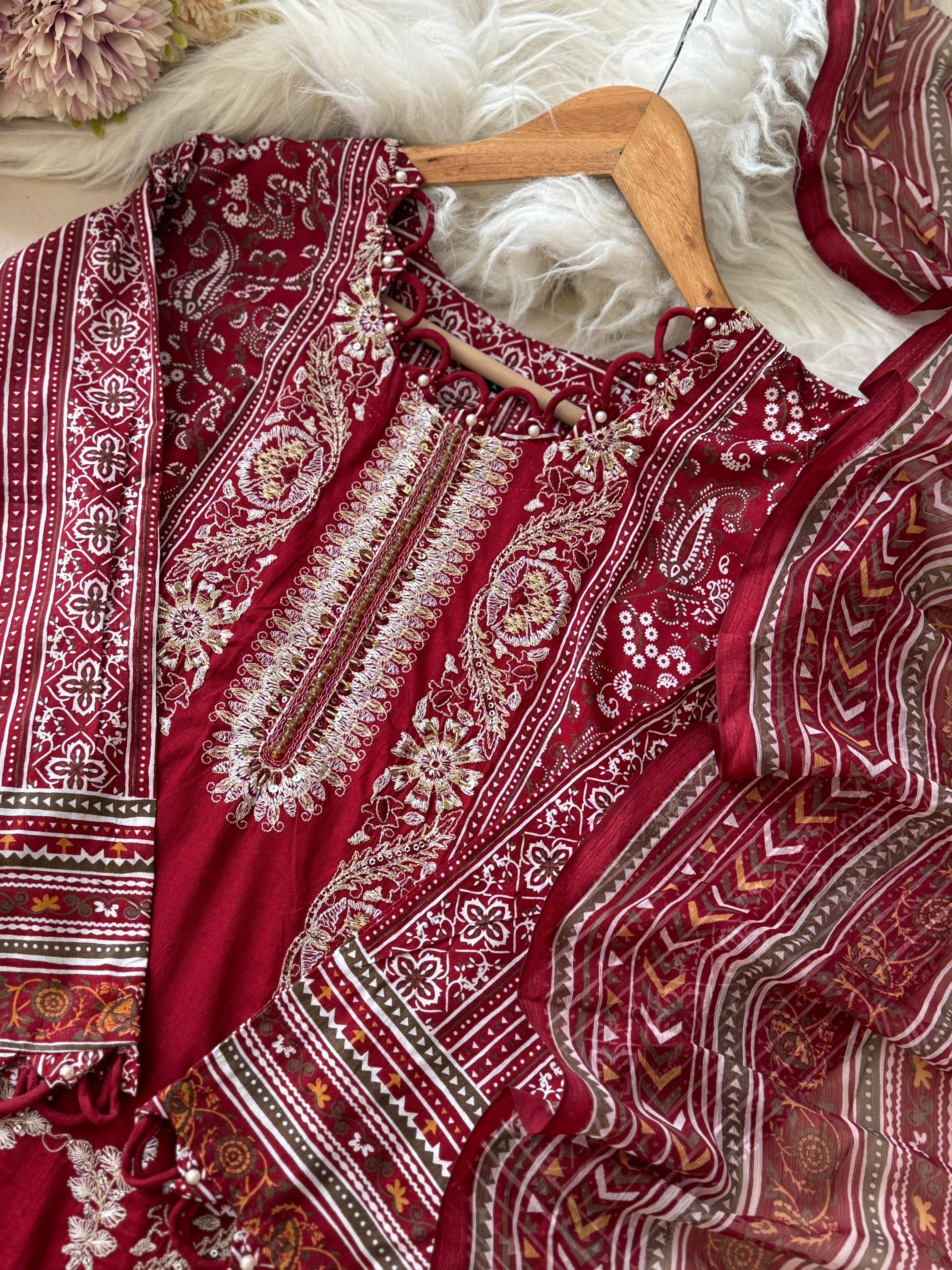 New Blue&Red Pakistani Suit