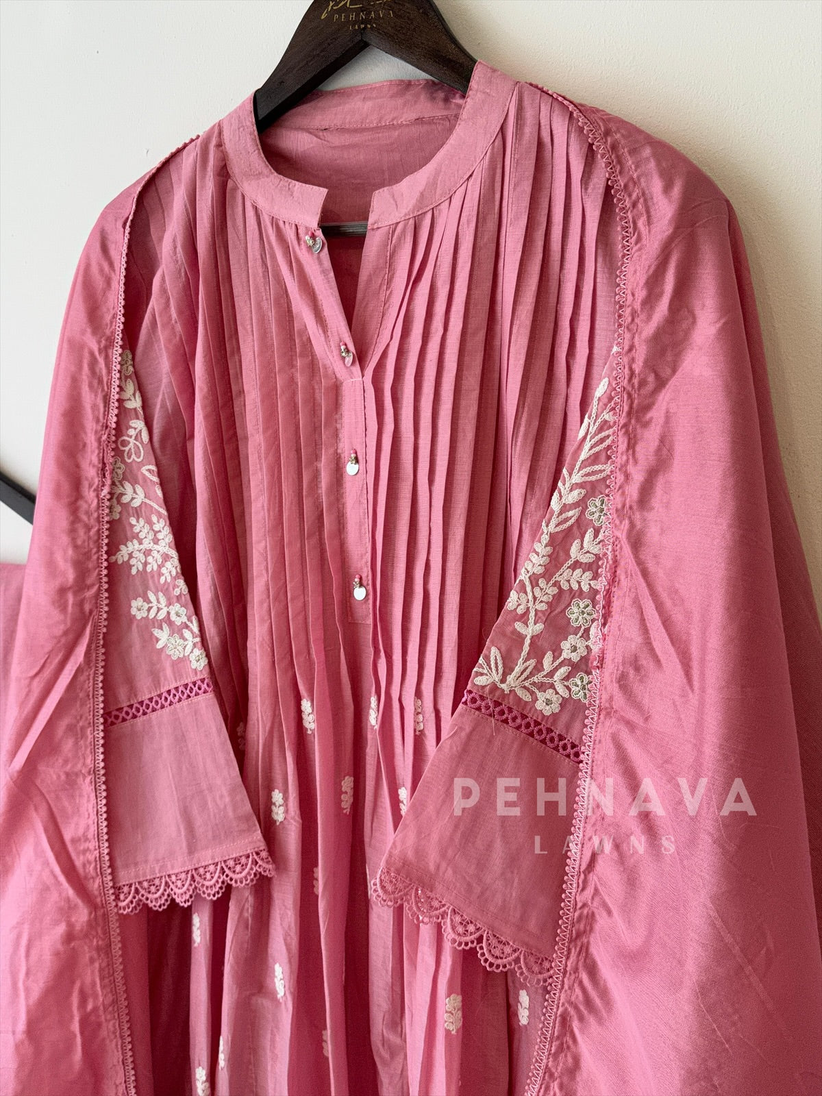 Pleated Yoke Embroidered Suit AS 30