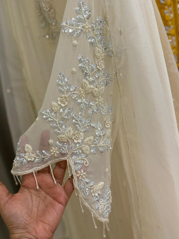 Premium Chiffon handwork suit with bottom and organza dupatta-2206