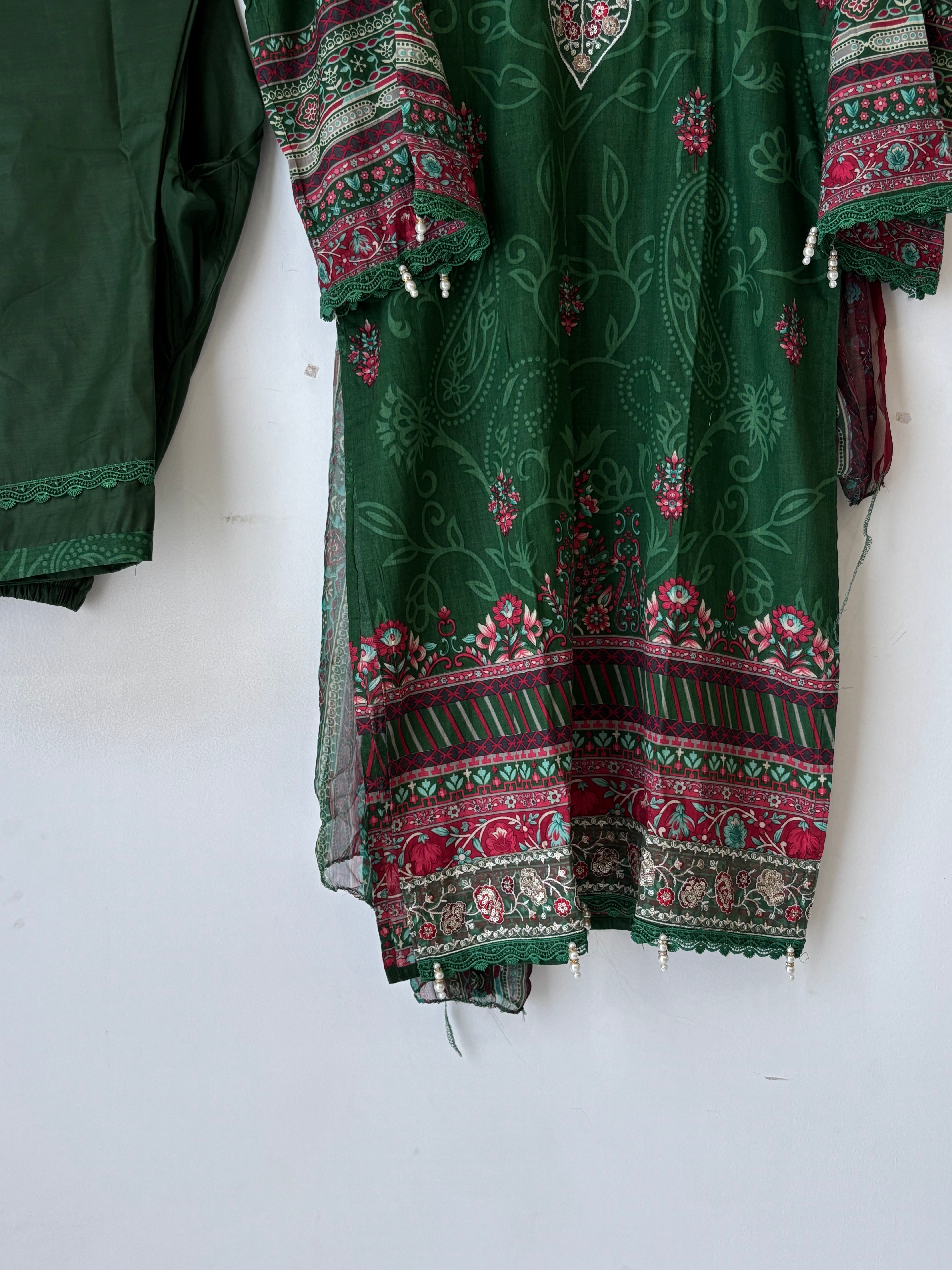 Green Cotton Casual Pak Suit-