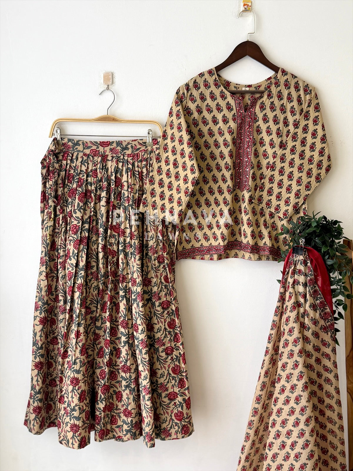 Floral Block Print Skirt Set 456