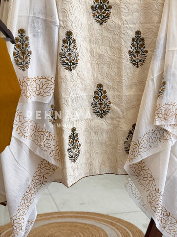 Thread Embroidered Unstitched Suit