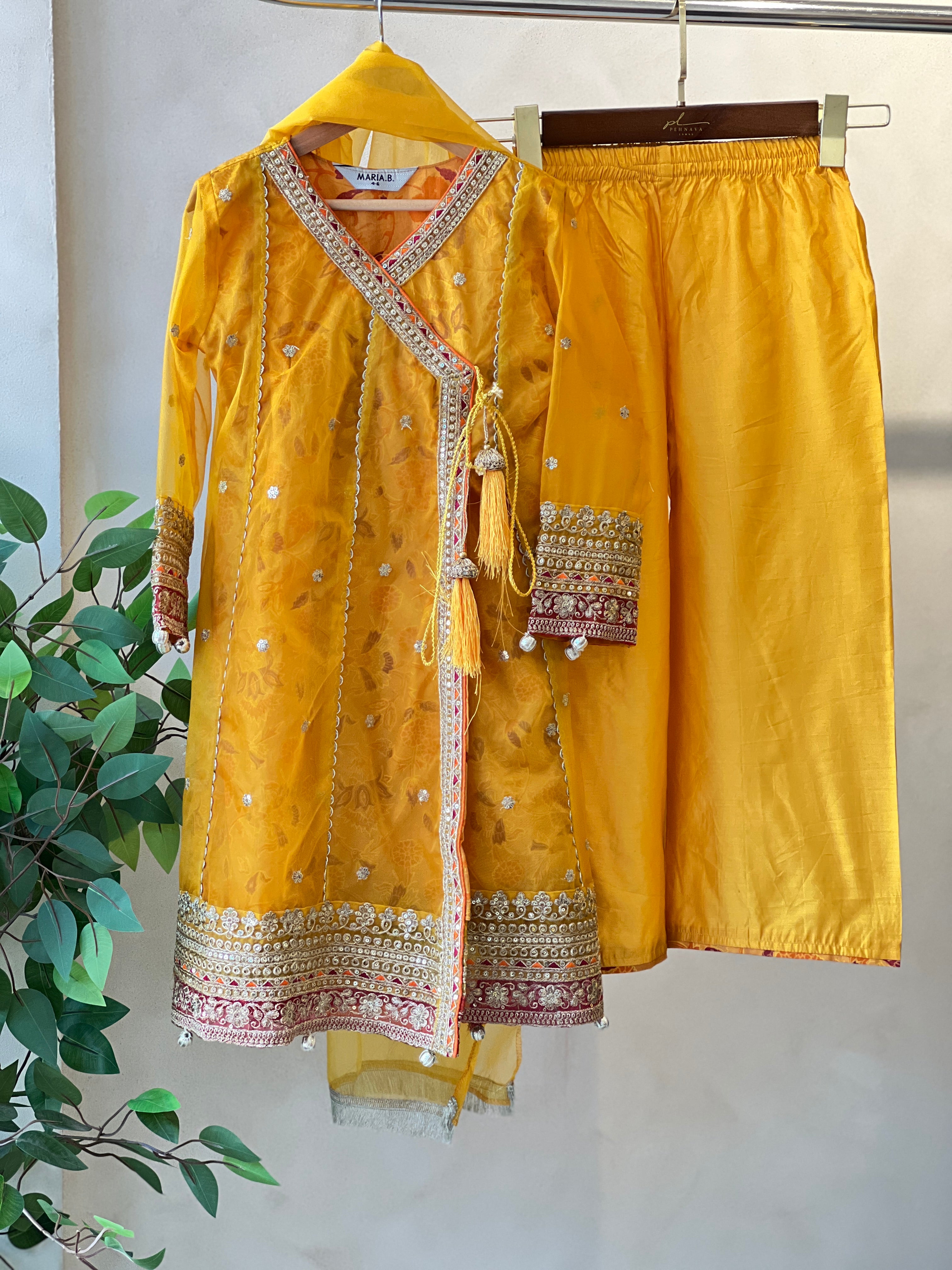 Kids party wear -ready to wear MKS-PF25-02-MUSTARD - Pehnava Lawns