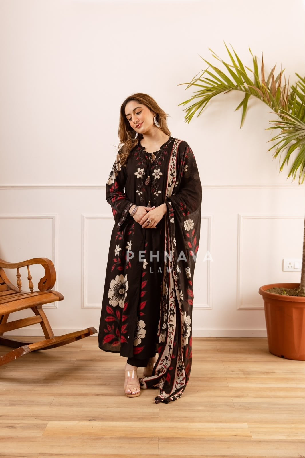 Cotton Printed Anarkali Suit Set