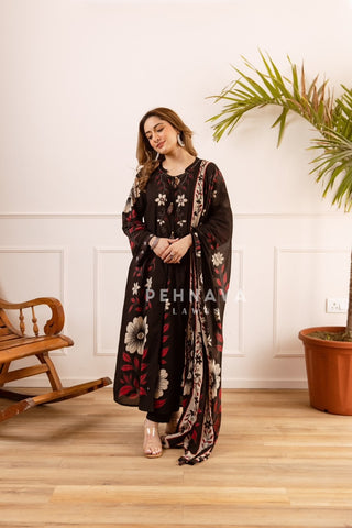 Cotton Printed Anarkali Suit Set