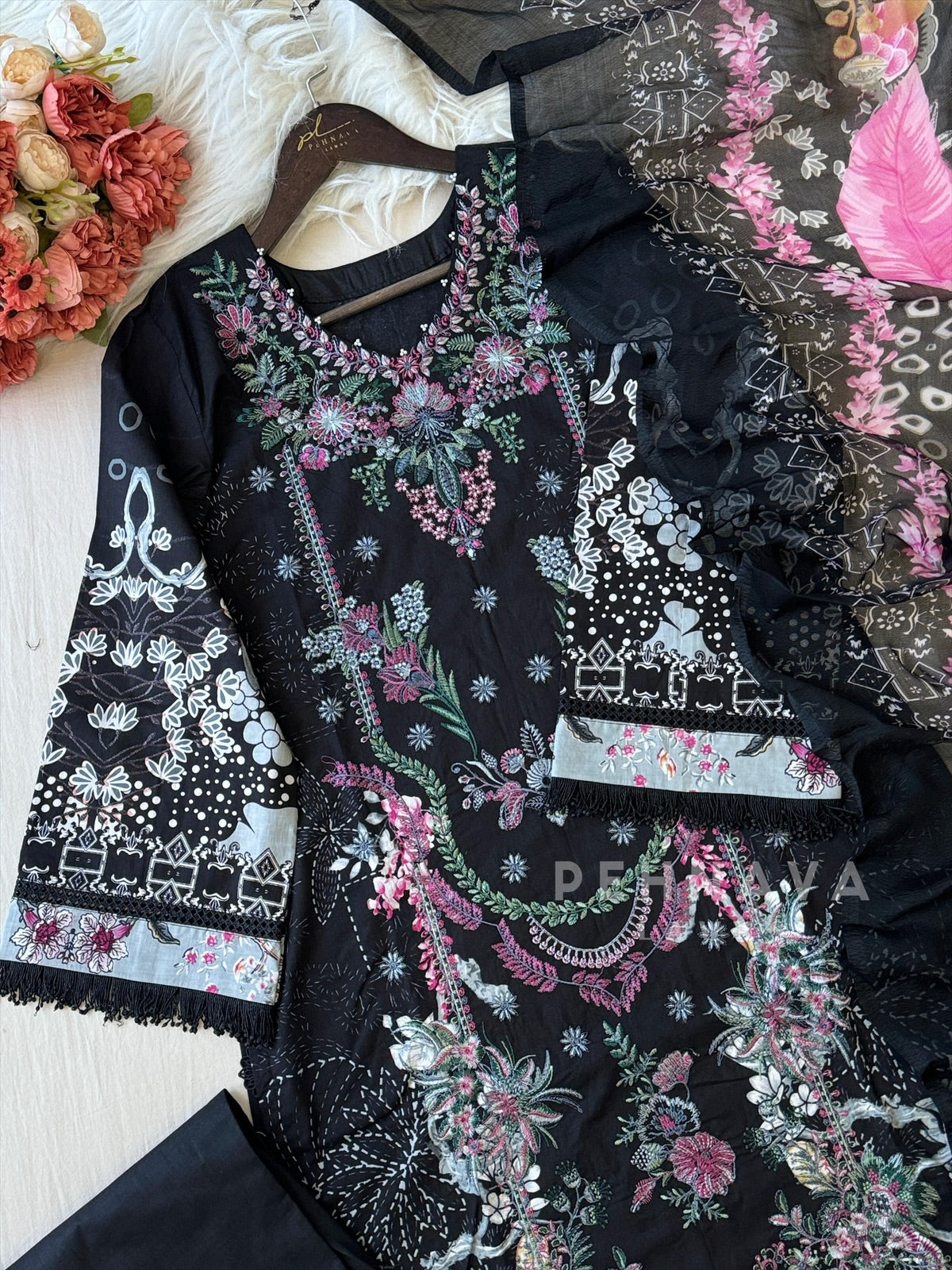 Floral Embroidered Cotton Suit -4110